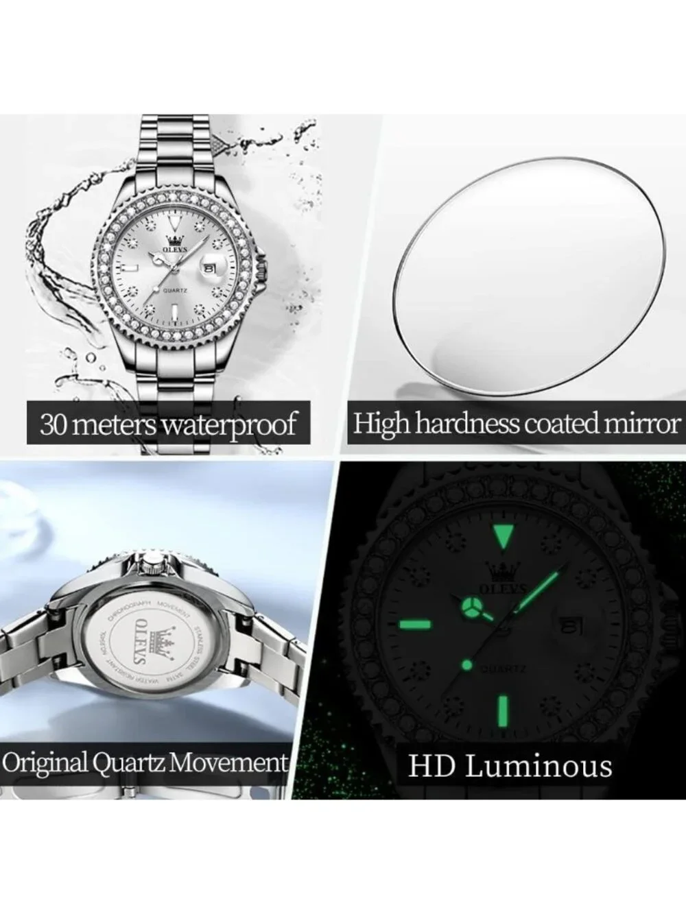 Women's Silver Band/Silver Dial Stainless Steel Luxury Quartz Analog Wrist Watch